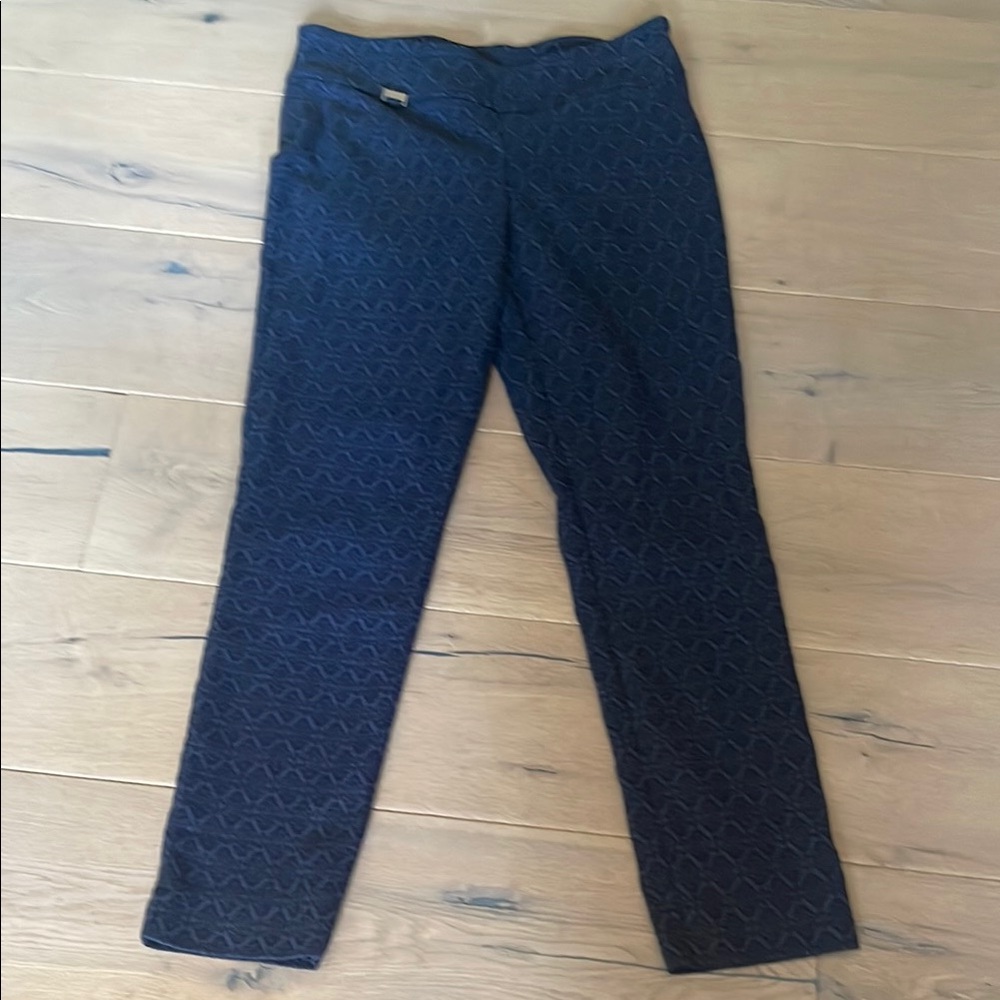Peck & Peck Dark Navy Textured Straight Leg Pants